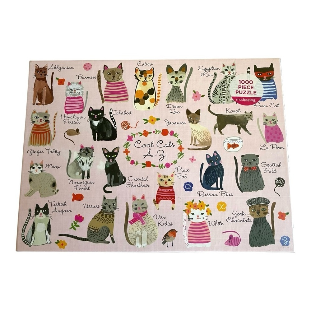 Mudpuppy Puzzle, "Cool Cats A - Z", 1000 Pieces, Cat Identification.